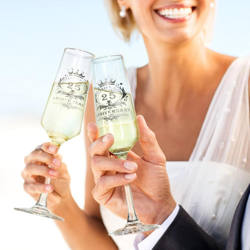 25th Wedding Anniversary Champagne Flutes Gift